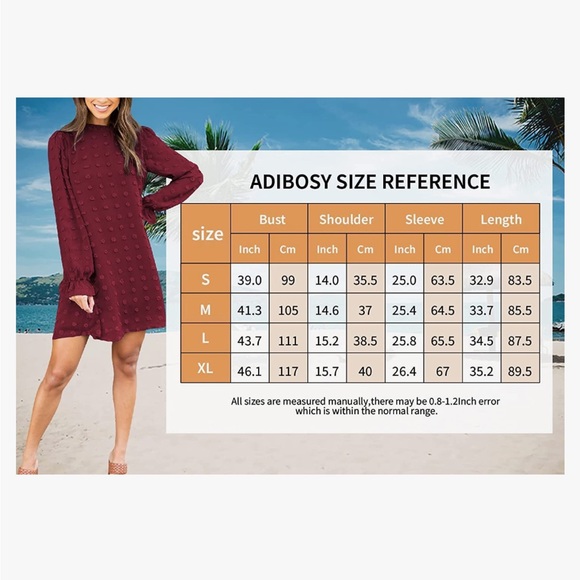 Women's Dress Long Sleeve Swiss Dot Mini Dresses Round Neck Loose Chiffon Short - Picture 5 of 8